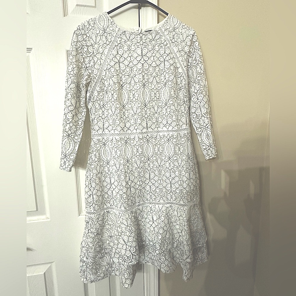 Ralph Lauren White Lace Long Sleeve Dress